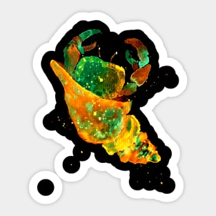 Golden and Turquoise Hermit Crab Sticker